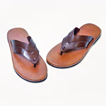 Brown Premium Leather Chappal For Men - 611