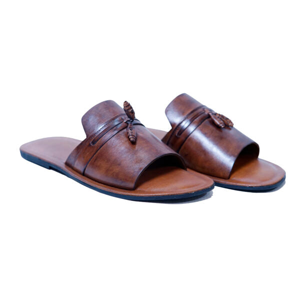 Brown Pure Leather Chapal for Men - 612