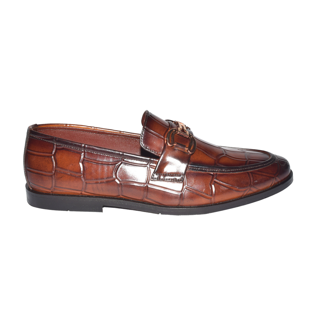 brown crocodile-texture  loafers -309