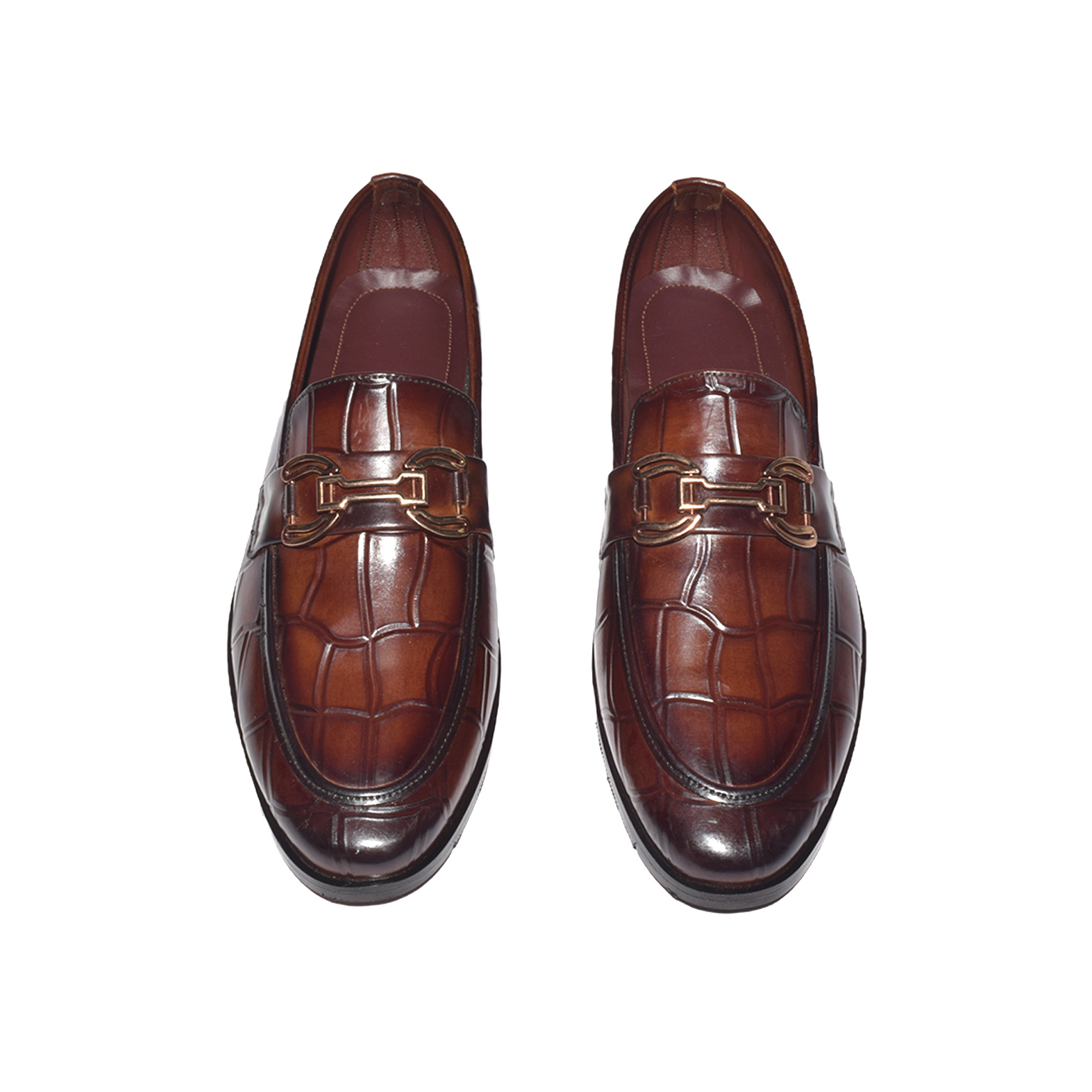 brown crocodile-texture  loafers -309