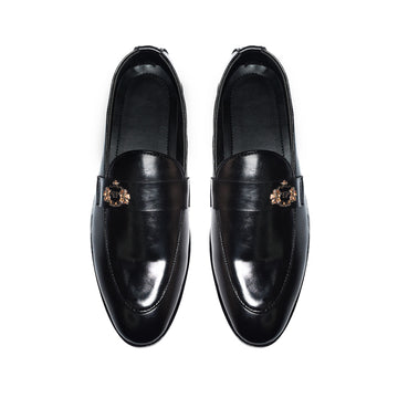Classic Black Leather Loafers - 322