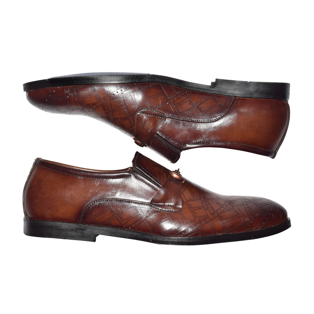 Premium Brown Textured Horsebit Loafers for Men-312