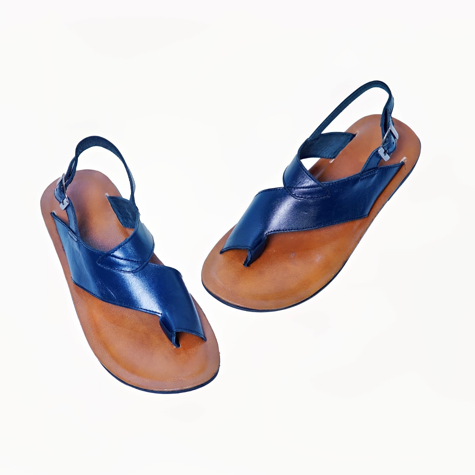 Blue Pure Handmade Leather Sandals - 203