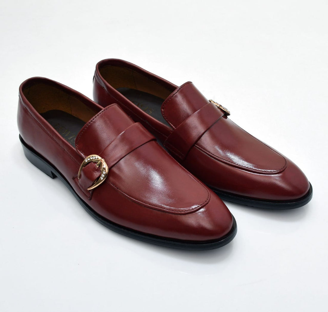 Premium Brown Leather Strap Shoes - 302