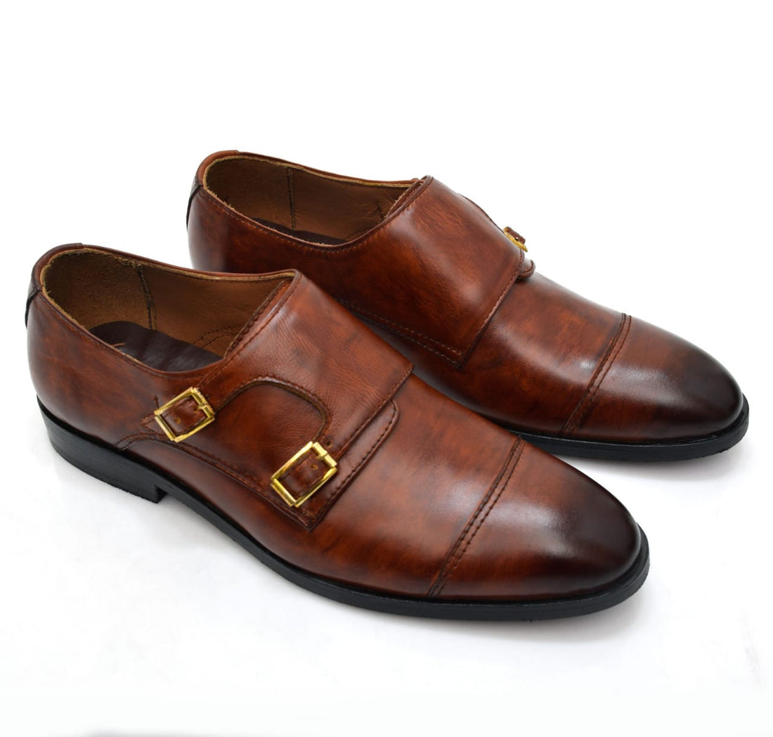 Classic Brown Strap Leather Shoes for Men - 304
