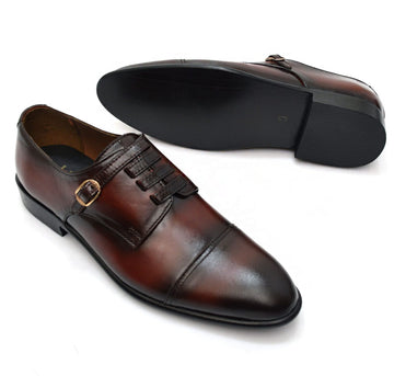 Men’s Black and Brown Strap Leather Shoes - 303