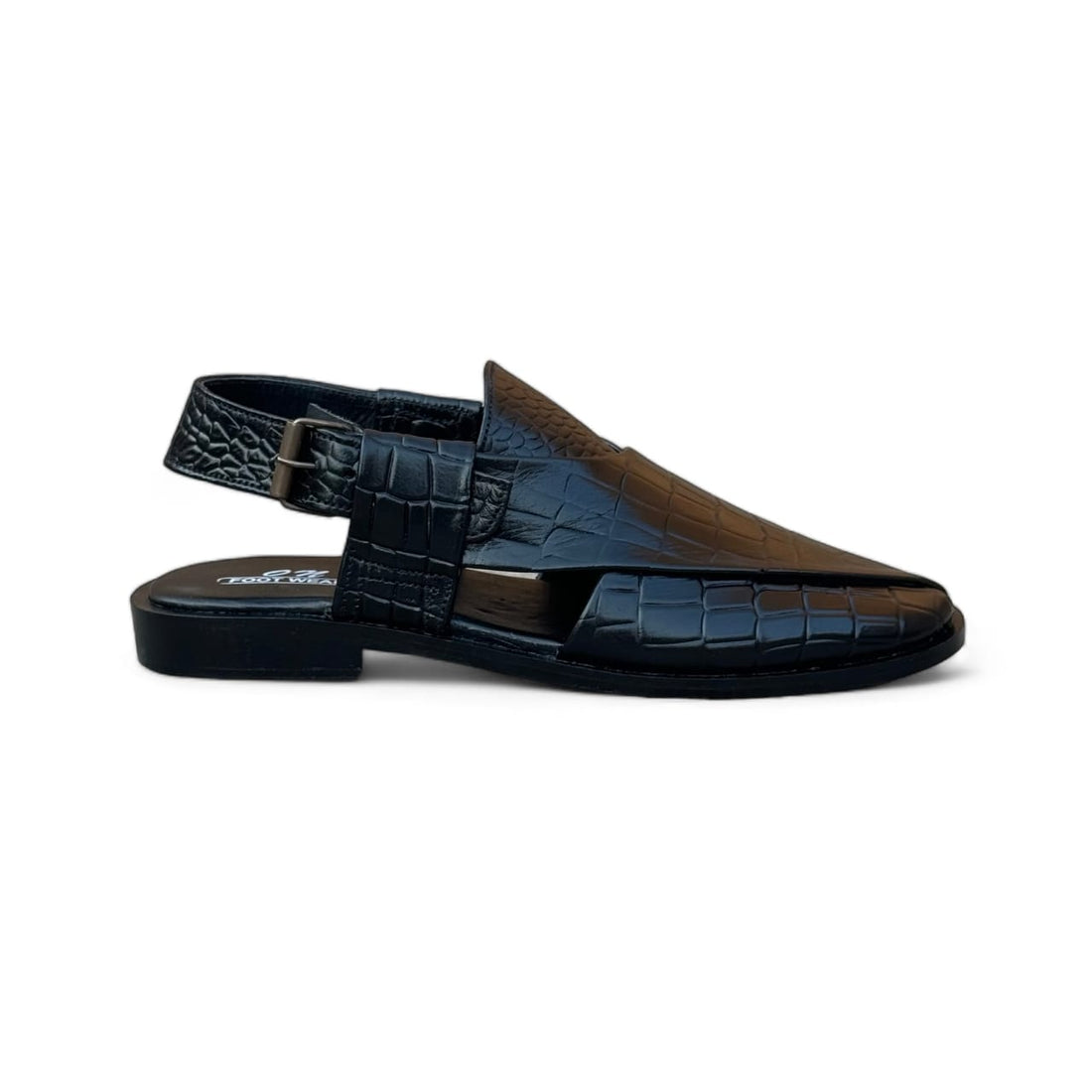Handmade Black Crocodile Peshawari Chappal - 402