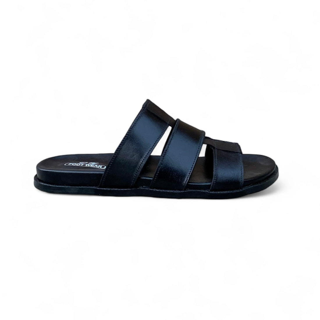 Handmade Black Tri-Strap Chappal - 605