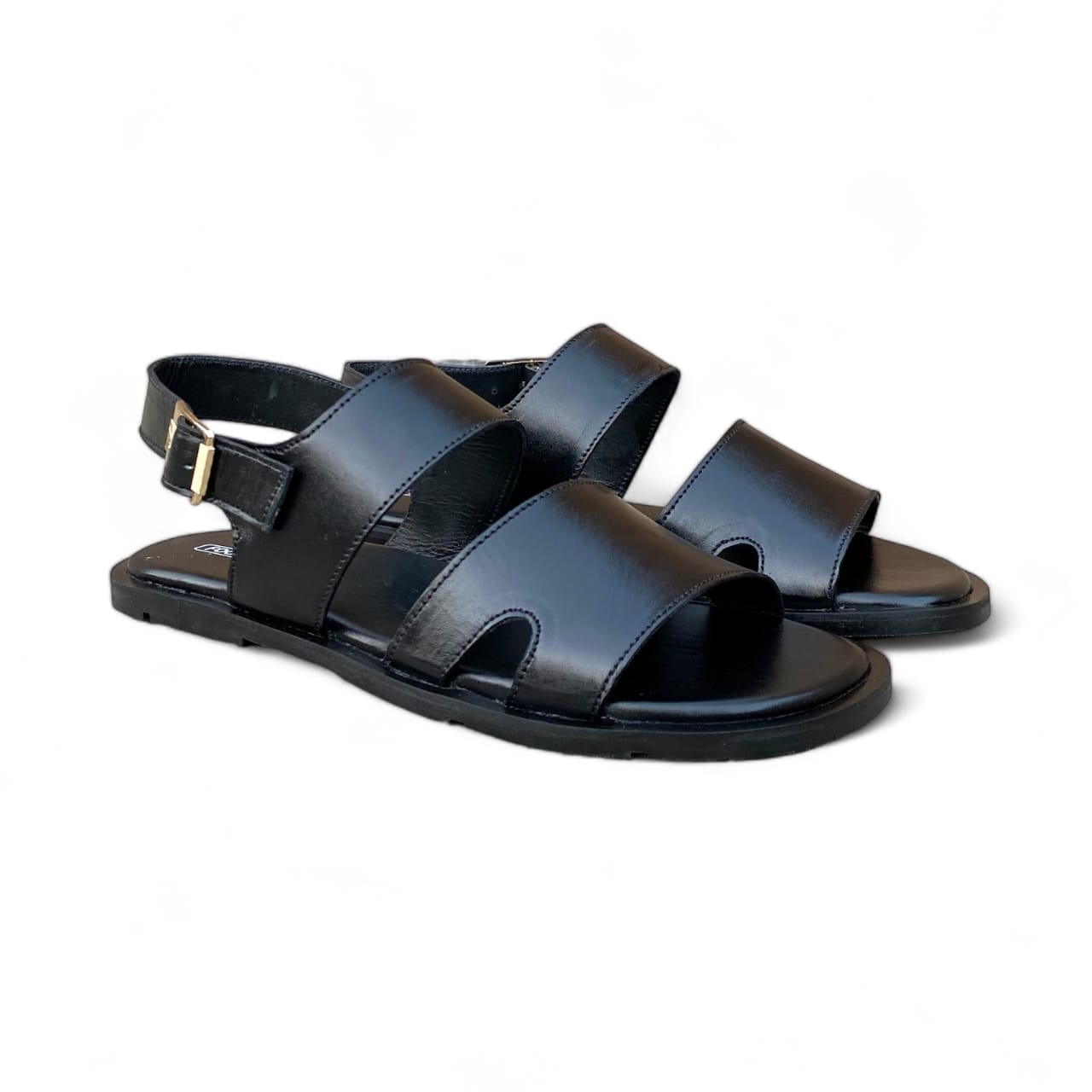 Handmade Black-Strap Leather Sandal - 202